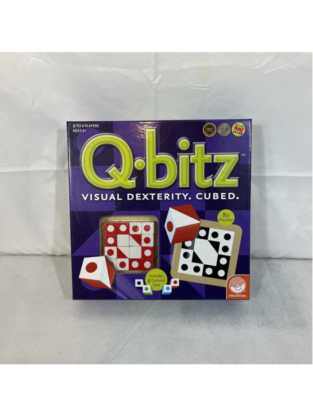 MindWare Q-bitz Board Game Visual Dexterity Cubed Puzzle Strategy Family CIB